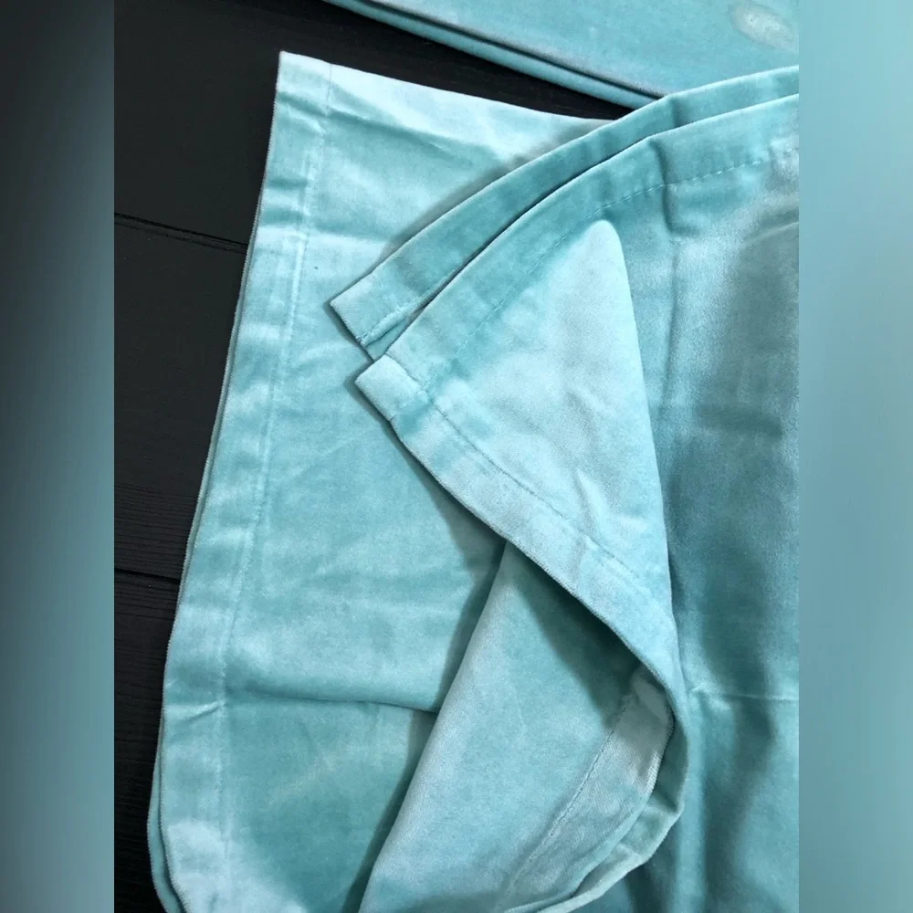 IKEA Sanela Velvet Curtains 2 Panels 100% Cotton Aqua “55x98”